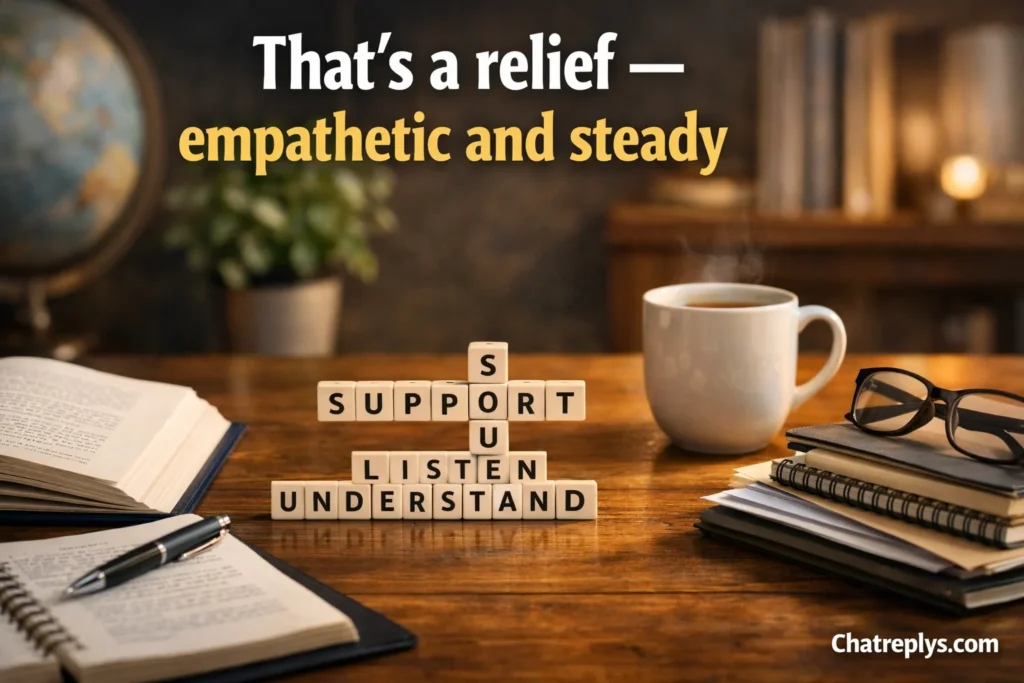 That’s a relief — empathetic and steady