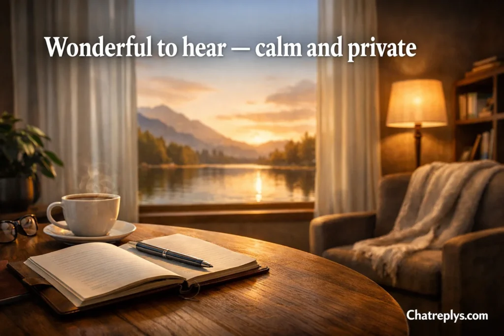 Wonderful to hear — calm and private